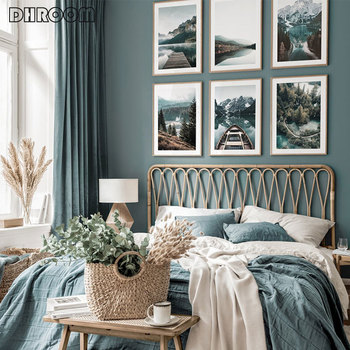 Nature Landscape Painting Forest Mountain Lake Poster Nordic Style Canvas Print Art Painting Wall Pictures Home Decoration